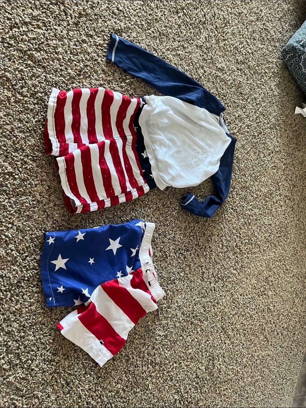 Patriotic Red White & Blue Kids Swimsuit Set 4t